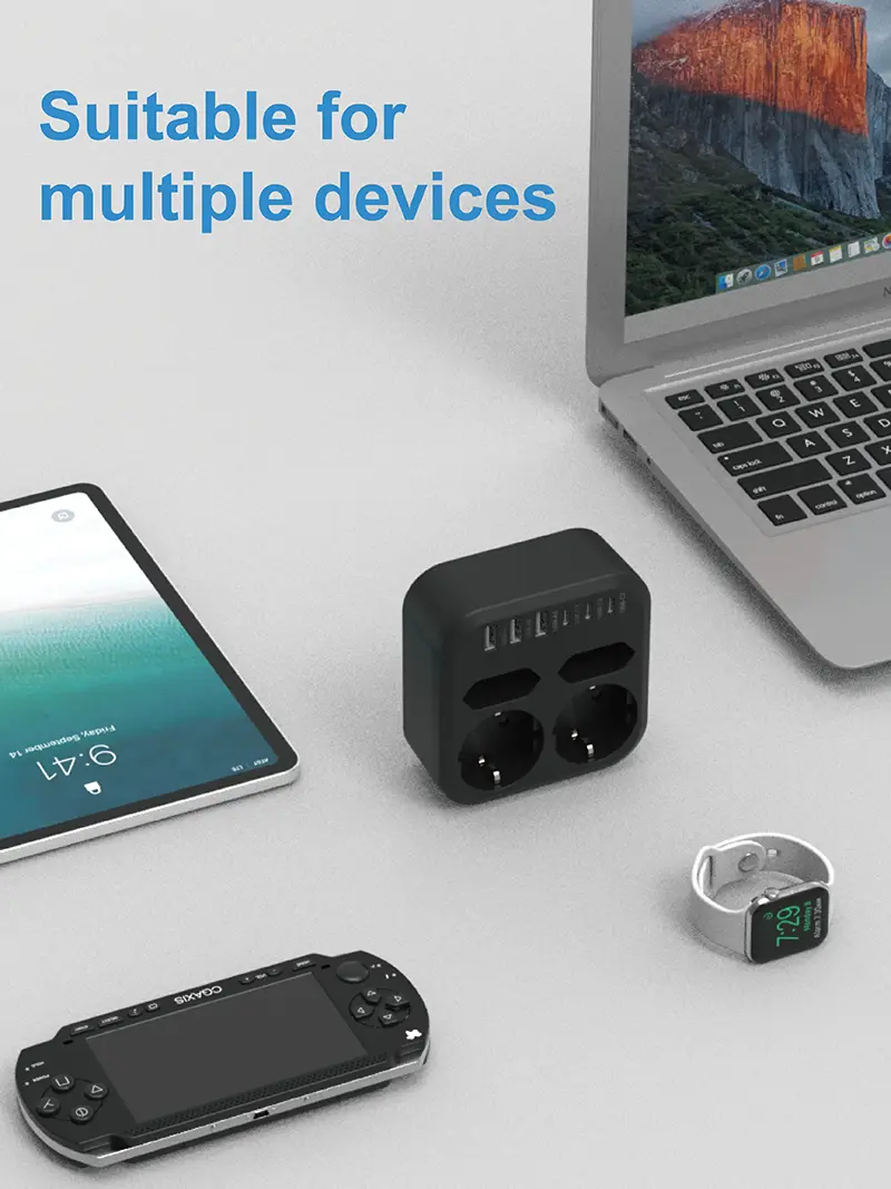 4 Outlets Eu Wall Power Strip